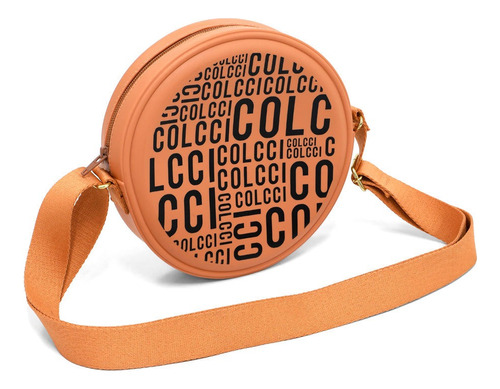 Bolsa Colcci Redonda Casual Acambamento Dos Ferragens Níquel Cor Bege Desenho Do Tecido Liso