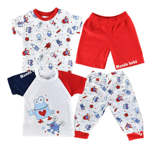 Ropa Bebé Niño Camiseta X 2 Bermuda Pantalón Conjunto