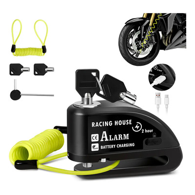 Candado Para Motocicleta Recargable Con Alarma De Disco 110 Color Negro | MercadoLibre