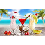 Adesivo Parede Drinks Beach Caipirinha Coquetel De Frutas Hd