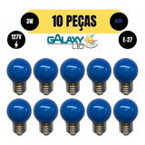 Kit 10 Lampada Bolinha Led G45 3w E27 127v Azul Galaxy