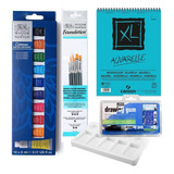 Kit Aquarela Profissional Bloco Tinta Wn Pincel Gode Mascara