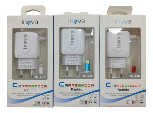 Carregador Rápido P/ iPhone 2.1a Inova C/ Saída Usb Prata