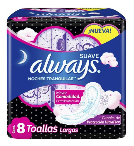 Always Toallas Higiénicas Suave Noches Tranquilas 8 Unidades