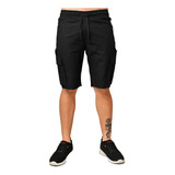 Pantaloneta Bermuda Tipo Cargo, Jogger Corto En Dril Licrado