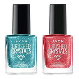 Kit Esmalte Crushed Crystals Vermelho E Esmeralda 10ml  Avon