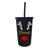 Vaso Con Popote 20 Pzas Personalizados 16oz Reno