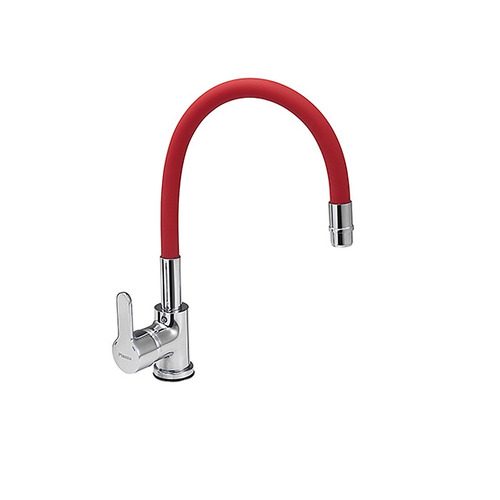 Griferia Monocomando Piazza Emblem Rojo Cocina Flexible