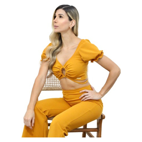 Conjunto Crop Top Pantalon Crepe (marsh540)