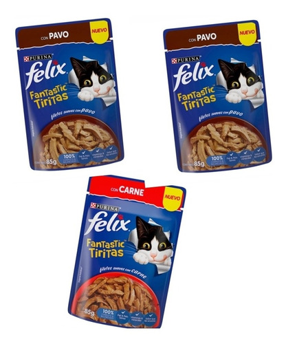 Alimento Para Gato Félix 85g Tiritas A Elegir 3pzas