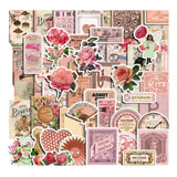 Set 50 Stickers Mundo Rosa Vintage Scrapbooking Collages