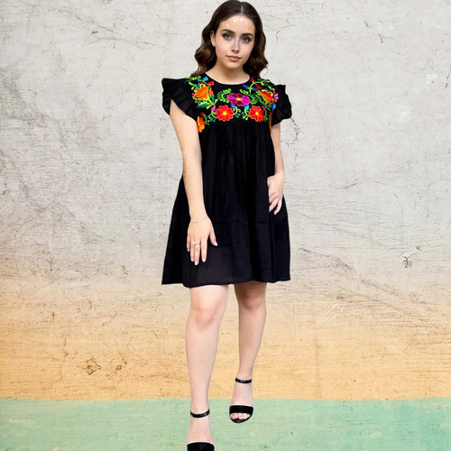 Vestido Janis Corto Artesanal Bordado