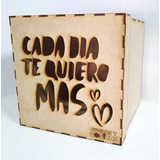 Caja De Madera Mdf 25 X 25 Cm San Valentin Te Amo Te Quiero