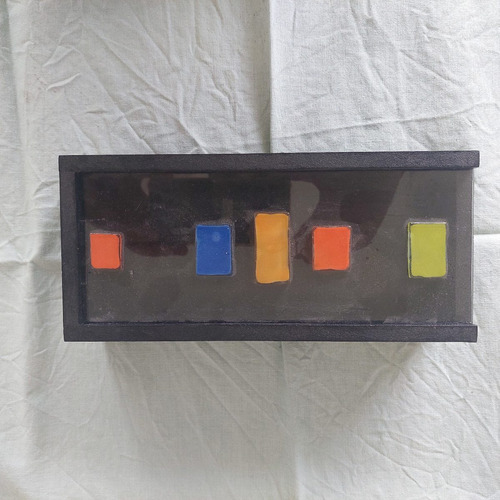Caja Decorada Madera Y Vidrio 22,5x10x5,5 Tapa Deslizable