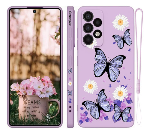 Funda Para Huawei De Silicona Diseño De Mariposa + Correas