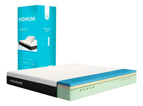 Homuni Colchón Matrimonial Memory Foam Cómodo 135*190 Cm