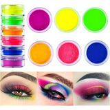 Set 6 Pigmento Color Neon Ojos Sombra Maquillaje Y Manicure