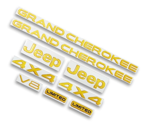 Kit De Emblemas Jeep Grand Cherokee Limited Dorado Resinado. Foto 2