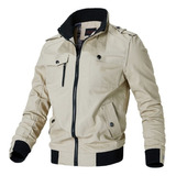 Chaqueta Militar Casual Chamarra Clásico Hombre Color Liso