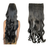 Cabelo Aplique 80cm Fibra Orgânico Preto C/ Mechas Bem Finas