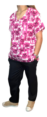 Pijama Cirúrgico Scrub Veterinário Estampado Seca Rápido Dog