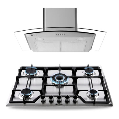 Combo Parrilla De Gas Y Campana Extractora 76 Cm | Lu5be76 Color Gris | Envío gratis