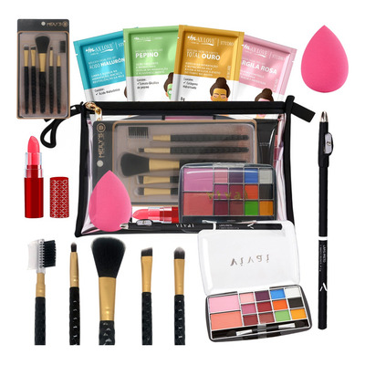 Combo Maquiagem + Pincéis E Paleta De Sombras Super