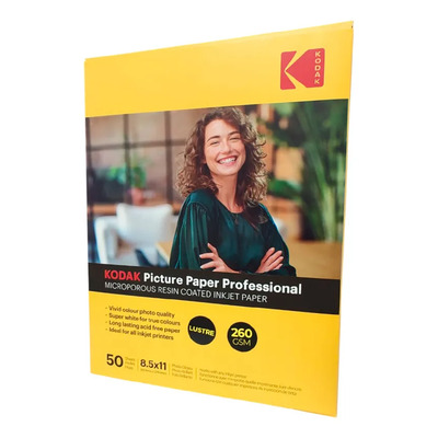 Papel Fotográfico Kodak Lustre 8.5x11 260g 50 Hojas Blanco