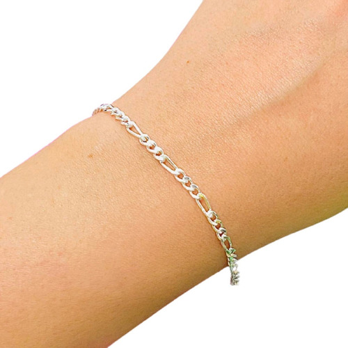 Pulsera Figaro 3x1 18cm Plata 925 Ideal Hombre Mujer Ps 214