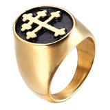 Anillo Cruz Ortodoxo Color Oro Acero Inoxidable Para Hombre