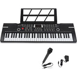 Teclado Musical Piano Eléctrico Con 61 Teclas Saiviek Tp61,piano Profesiones Con Altavoces,cable De 2 Metros,micrófono,atril Para Partituras,cable De Audio,partitura Musical,apto Para Niños Y Adultos