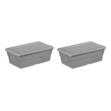 2 Cajas Contenedor Organizador Almacenamiento Zapatera Gris