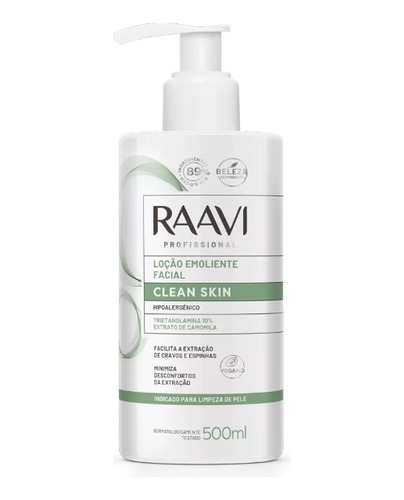 Loção Emoliente Facial Clean Skin Raavi - 500ml