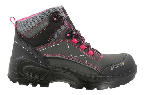 Bota Industrial Sicuro Dibase Si50 Gris Rosa Para Dama