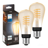 2- Ampolletas Philips Hue Filamento Vintage Edison St64 Bt