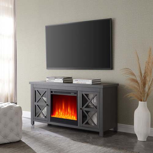 Colton - Soporte Rectangular Para Tv Con Chimenea De Cristal