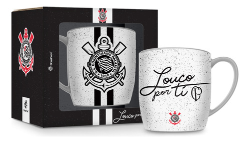 Caneca Branca De Porcelana Do Time Corinthians 300ml