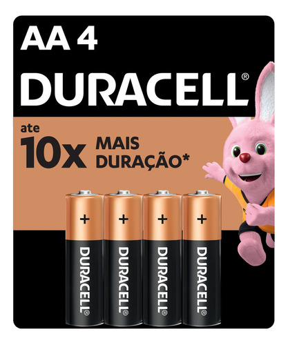 Pilha Alcalina Aa Pequena Duracell Com 4 Unidades