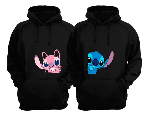 Kit 2 Moletons Blusa De Frio Casal Lilo Stitch Angel Unissex