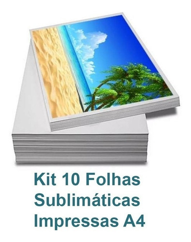 Impressão Em Folhas Sublimáticas A4 Kit 50 Folhas Impressas Cor Branco