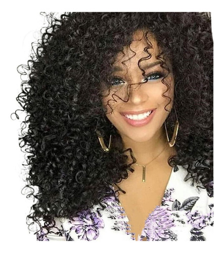 Regalo De Peluca Afro Negra Rizada Natural For Mujer