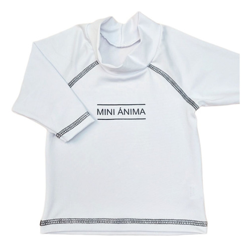 Remera Filtro Uv Malla Mini Ánima Lisa Blanca Negro Niño