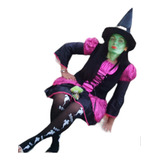 Disfraz De Bruja Brujita Halloween Dama Adulto + Sombrero 