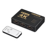 Switch Hdmi 3x1 4k Selector Multiplicador + Control Remoto