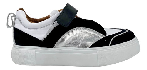 Zapatillas Pemium Mujer Viru Shoes 1078 Cuero Negro Y Blanco