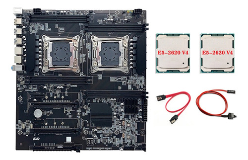 Placa Madre X99 De Doble Cpu+2xe5-2620 V4+ Cable Y Conmutado