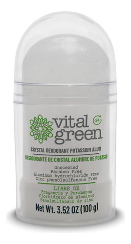 Desodorante Cristal Alumbre 100g: Vital Green, Natural