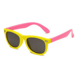 Óculos Solar Infantil Proteção Quadrado Redondo Retrô Uv400 Cor Amarelo Rosa Color
