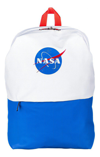 Backpack Mochila Nasa Corporativa Juvenil Porta Laptop 15.6 Color Blanco Diseño De La Tela Bicolor