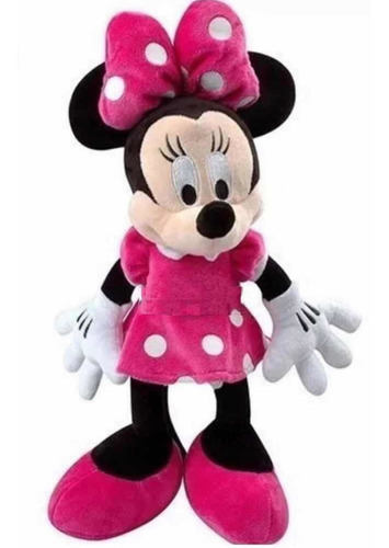 Boneca Gigante De Pelúcia Minnie Vestido Rosa Tamanho 50cm
